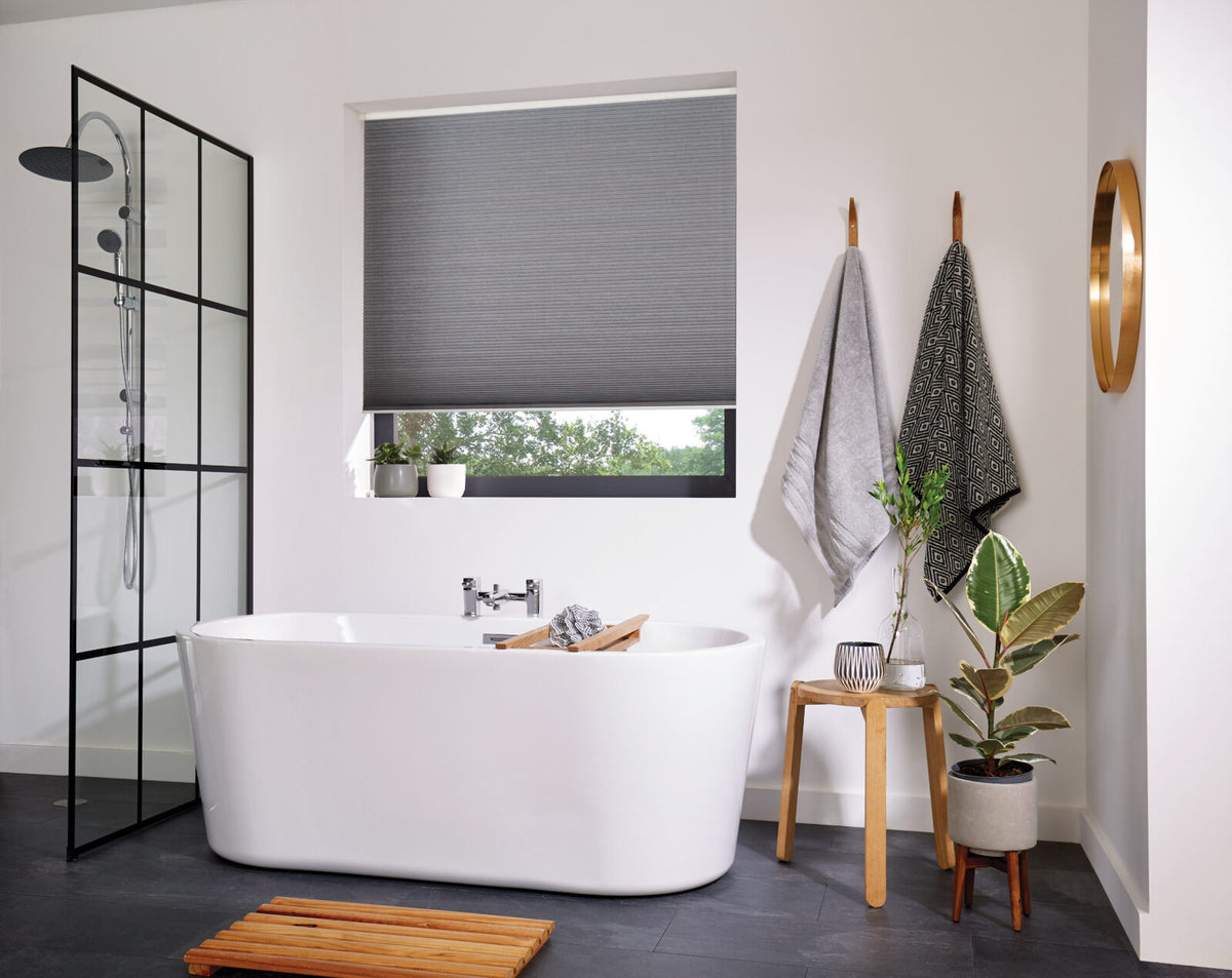 Cellular blind in a bathroom
