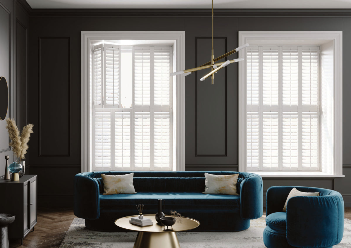 Tier-on-tier shutters with separate upper and lower panels